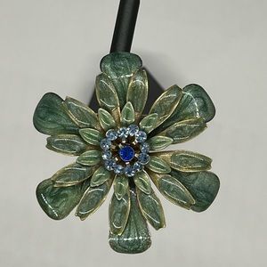 Green and Yellow Flower Enamel Brooch Pin